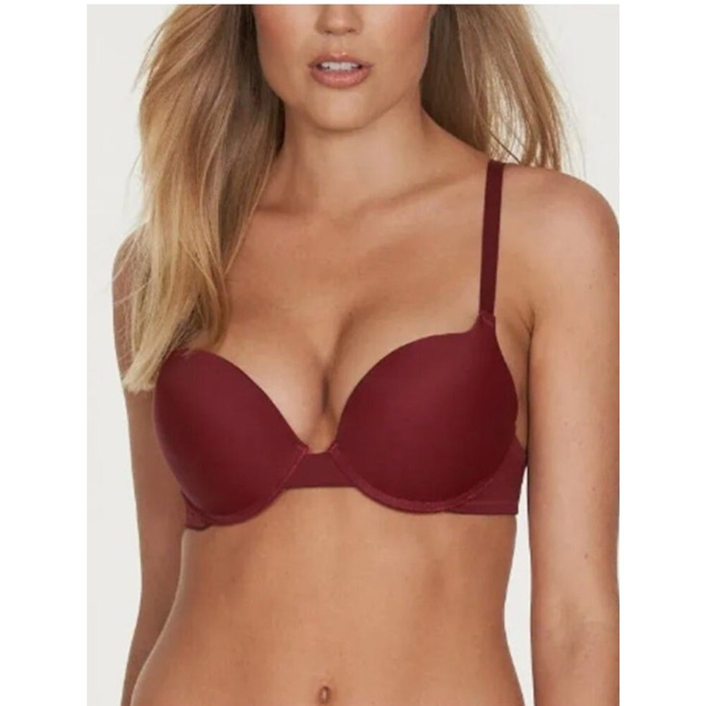 Frederick's of Hollywood Women's Size 32D Maroon Krystal Micro Push Up Bra